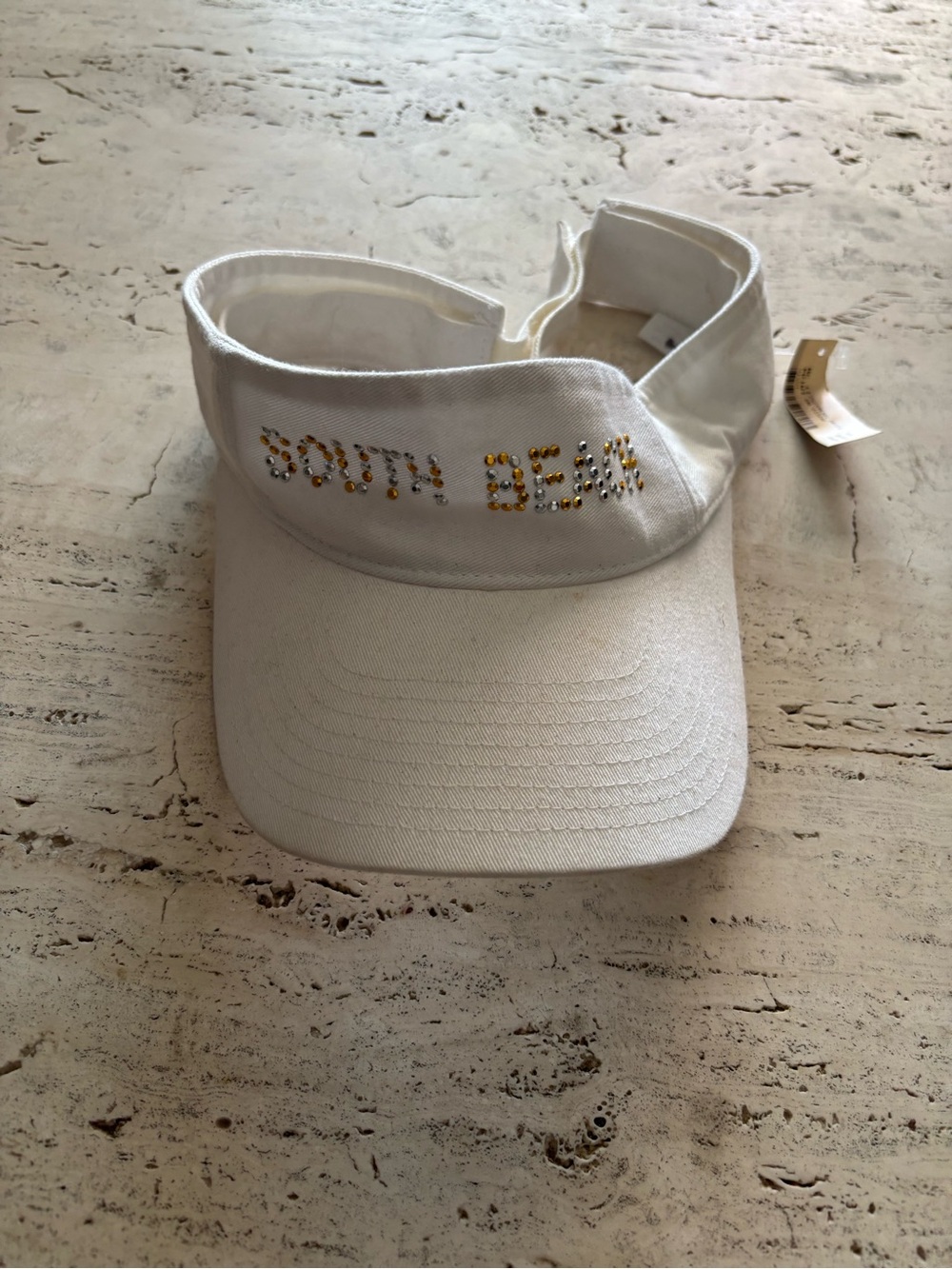 South Beach White Visor with Gold and Silver lettering.
